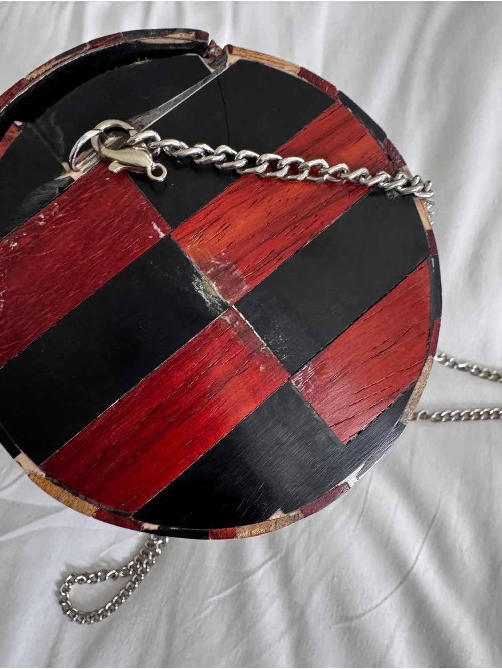Handcrafted Geometric Inlay Decorative Box - Black, Red, Brown